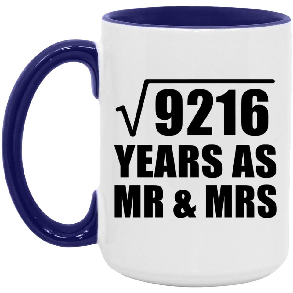 96th Anniversary Square Root of 9216 Years As Mr & Mrs - 15oz Accent Mug Purple