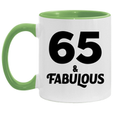 65th Birthday 65 & Fabulous - 11oz Accent Mug Green