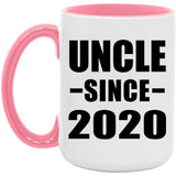 Uncle Since 2020 - 15oz Accent Mug Pink