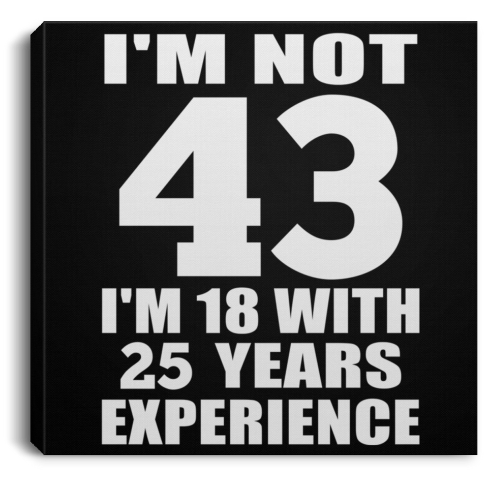 43rd Birthday I'm Not 43 I'm 18 With 25 Years Experience - Canvas Square