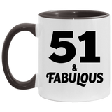 51st Birthday 51 & Fabulous - 11oz Accent Mug Black