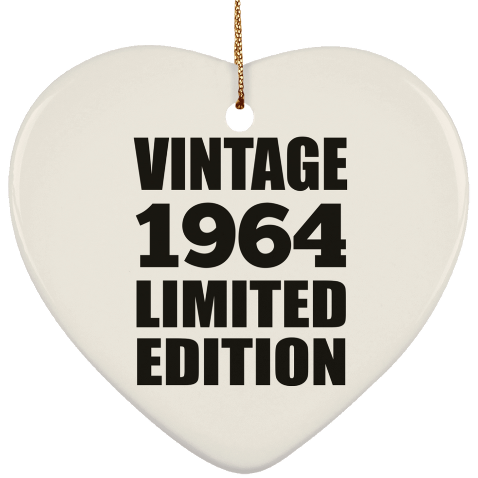 60th Birthday Vintage 1964 Limited Edition - Heart Ornament