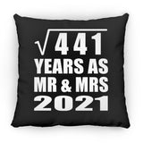 21st Anniversary Square Root of 441 Years As Mr & Mrs 2021 - Throw Pillow Black