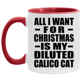 All I Want For Christmas Is My Diluted Calico Cat - 11oz Accent Mug Red