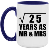 5th Anniversary Square Root of 25 Years As Mr & Mrs - 15oz Accent Mug Purple