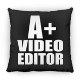 A+ Video Editor - Throw Pillow Black