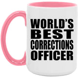 World's Best Corrections Officer - 15oz Accent Mug Pink