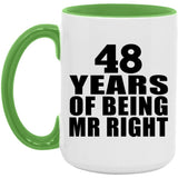 48th Anniversary 48 Years Of Being Mr Right - 15oz Accent Mug Green