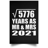 76th Anniversary Square Root of 5776 Years As Mr & Mrs 2021 - Poster Portrait