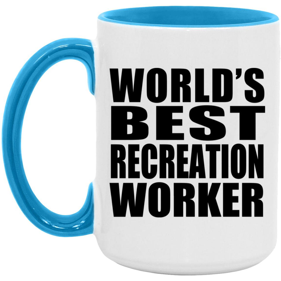 World's Best Recreation Worker - 15oz Accent Mug Blue