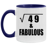 7th Birthday Square Root of 49 & Fabulous - 11oz Accent Mug Purple