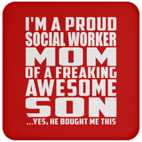 Proud Social Worker Mom Of Awesome Son - Drink Coaster
