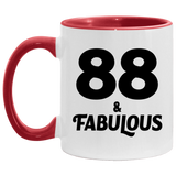 88th Birthday 88 & Fabulous - 11oz Accent Mug Red