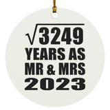57th Anniversary Square Root of 3249 Years As Mr & Mrs 2023 - Circle Ornament