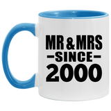 24th Anniversary Mr & Mrs Since 2000 - 11oz Accent Mug Blue