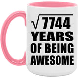 88th Birthday Square Root of 7744 Years of Being Awesome - 15oz Accent Mug Pink
