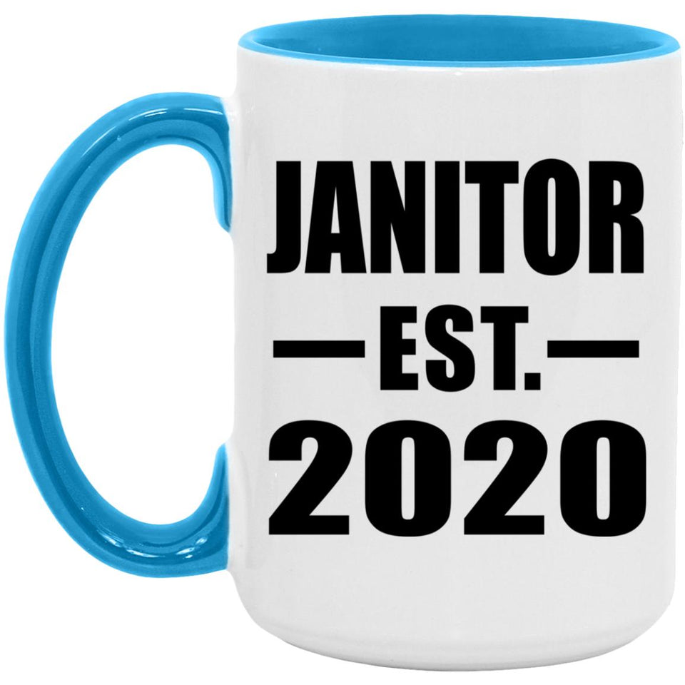 Janitor Established EST. 2020 - 15oz Accent Mug Blue