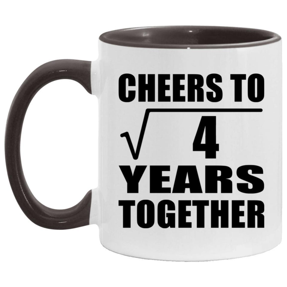 2nd Anniversary Cheers To Square Root of 4 Years Together - 11oz Accent Mug Black