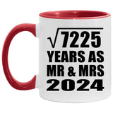 85th Anniversary Square Root of 7225 Years As Mr & Mrs 2024 - 11oz Accent Mug Red