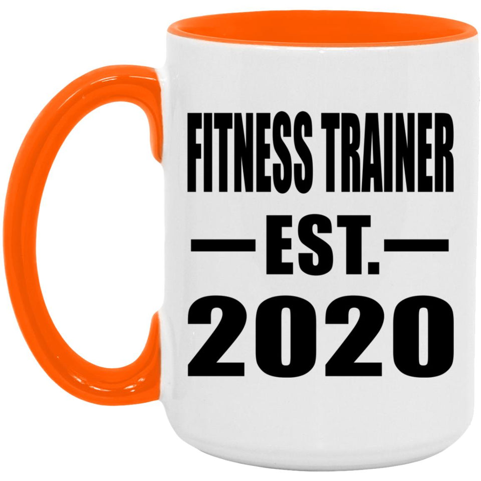 Fitness Trainer Established EST. 2020 - 15oz Accent Mug Orange