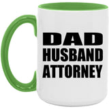 Dad Husband Attorney - 15oz Accent Mug Green
