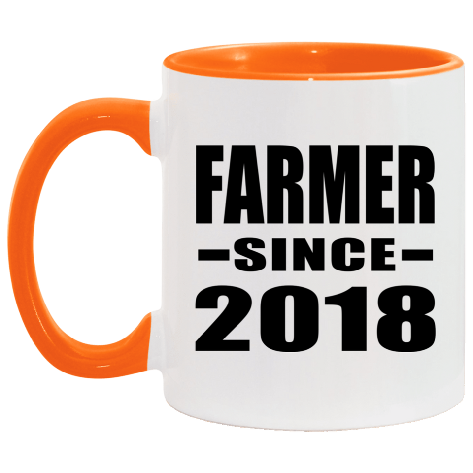 Farmer Since 2018 - 11oz Accent Mug Orange