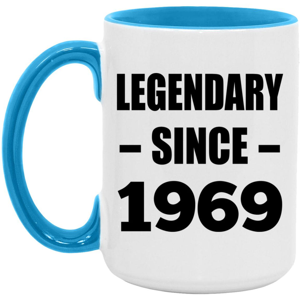 55th Birthday Legendary Since 1969 - 15oz Accent Mug Blue