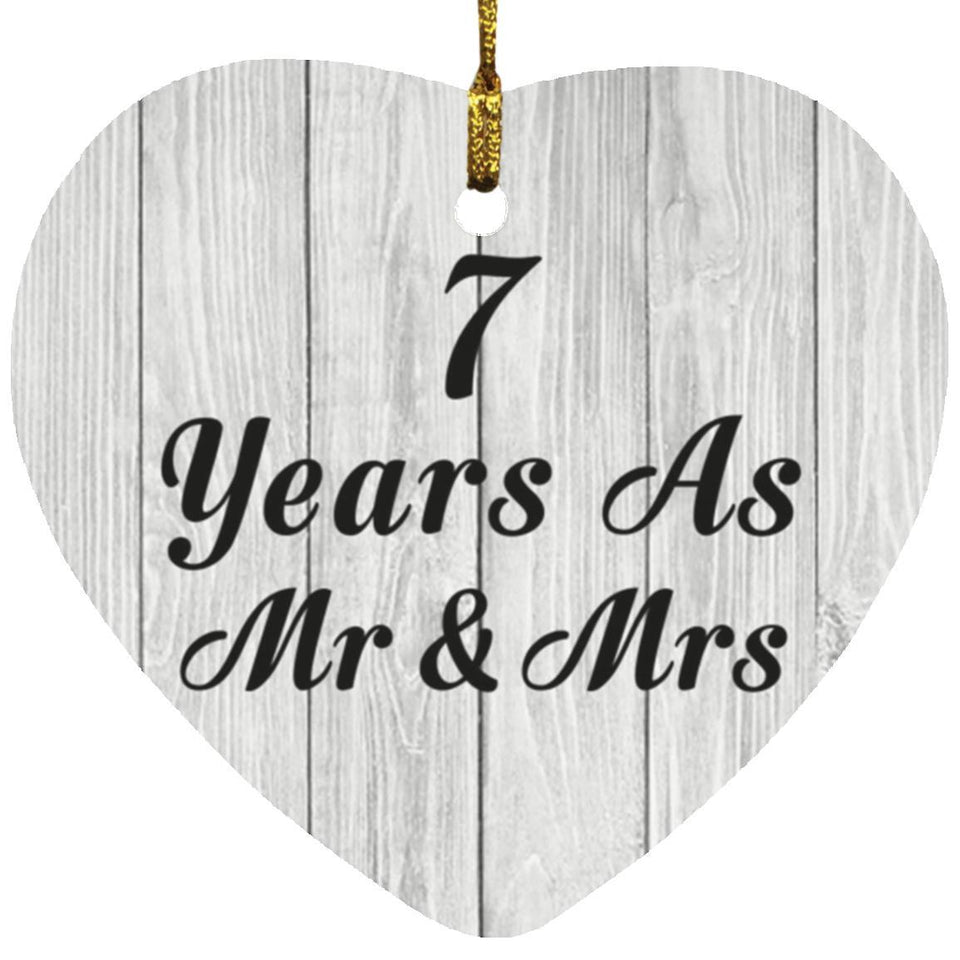 7th Anniversary 7 Years As Mr & Mrs - Heart Ornament F