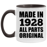 96th Birthday Made in 1928 All Parts Original - 11oz Accent Mug Black