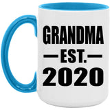 Grandma Established EST. 2020 - 15oz Accent Mug Blue