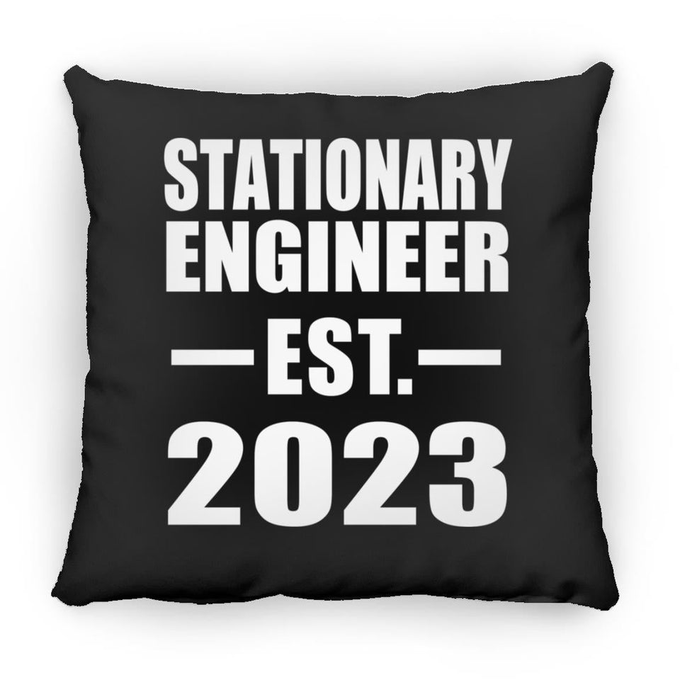 Stationary Engineer Established EST. 2023 - Throw Pillow Black