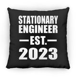 Stationary Engineer Established EST. 2023 - Throw Pillow Black