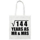 12th Anniversary Square Root of 144 Years As Mr & Mrs - Tote Bag White