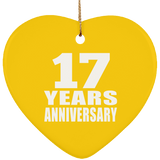 17th Anniversary 17 Years - Heart Ornament