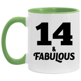 14th Birthday 14 & Fabulous - 11oz Accent Mug Green