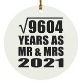98th Anniversary Square Root of 9604 Years As Mr & Mrs 2021 - Circle Ornament