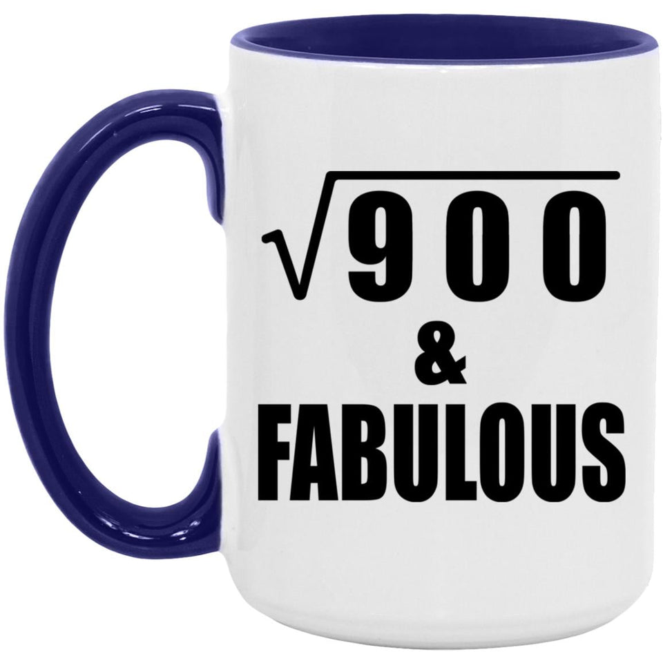 30th Birthday Square Root of 900 & Fabulous - 15oz Accent Mug Purple