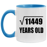 107th Birthday Square Root of 11449 Years Old - 11oz Accent Mug Blue