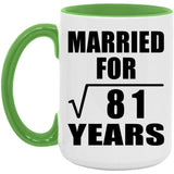 9th Anniversary Married For Square Root of 81 Years - 15oz Accent Mug Green