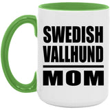 Swedish Vallhund Mom - 15oz Accent Mug Green