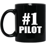 Number One #1 Pilot - 11 Oz Coffee Mug Black
