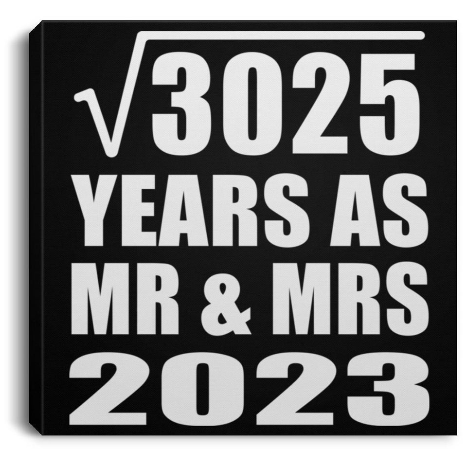 55th Anniversary Square Root of 3025 Years As Mr & Mrs 2023 - Canvas Square