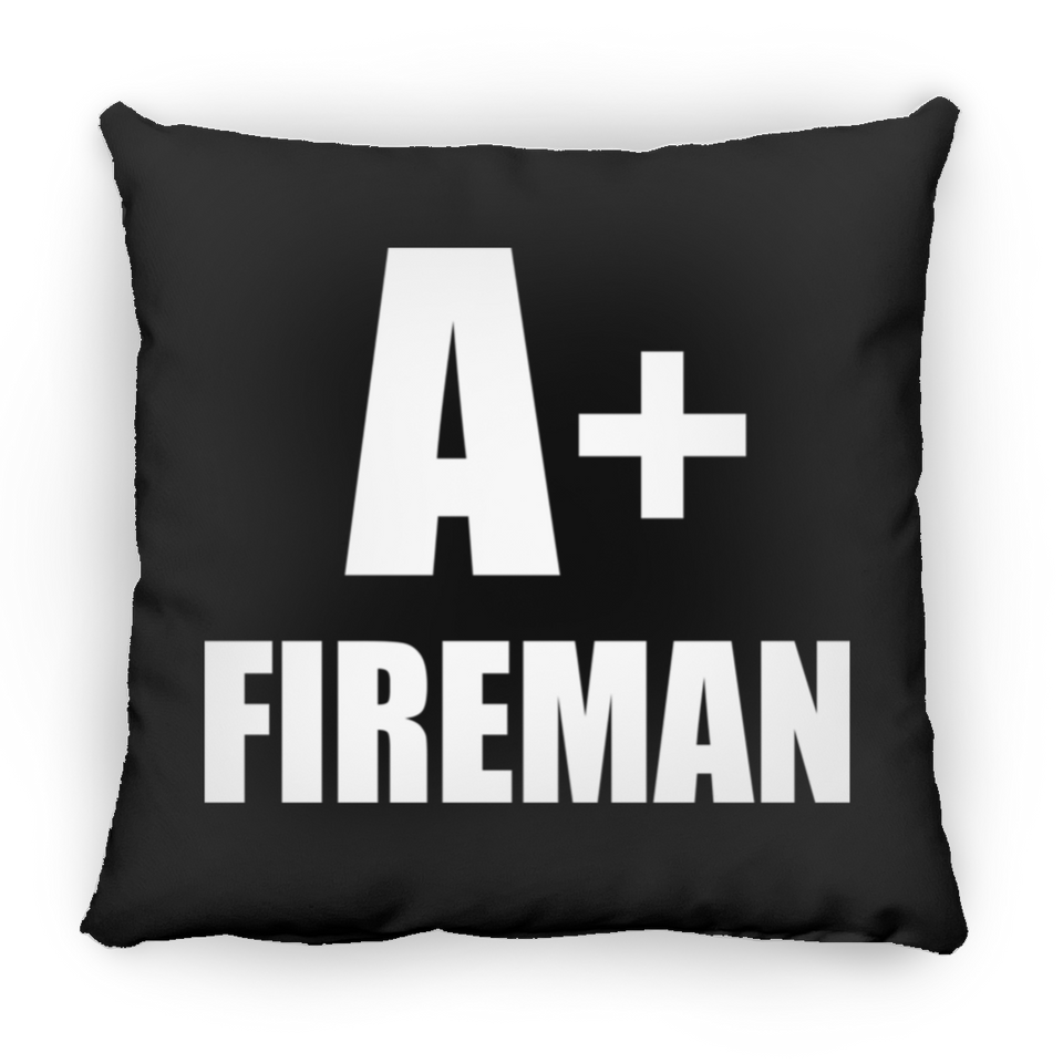A+ Fireman - Throw Pillow Black