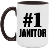 Number One #1 Janitor - 15oz Accent Mug Black