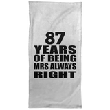 87th Anniversary 87 Years of Being Mrs Always Right - Hand Towel