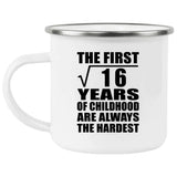 4th Birthday Square Root of 16 Years of Childhood - 12oz Camping Mug