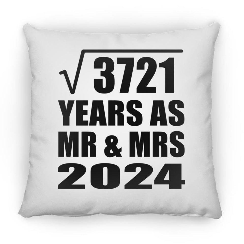 61st Anniversary Square Root of 3721 Years As Mr & Mrs 2024 - Throw Pillow