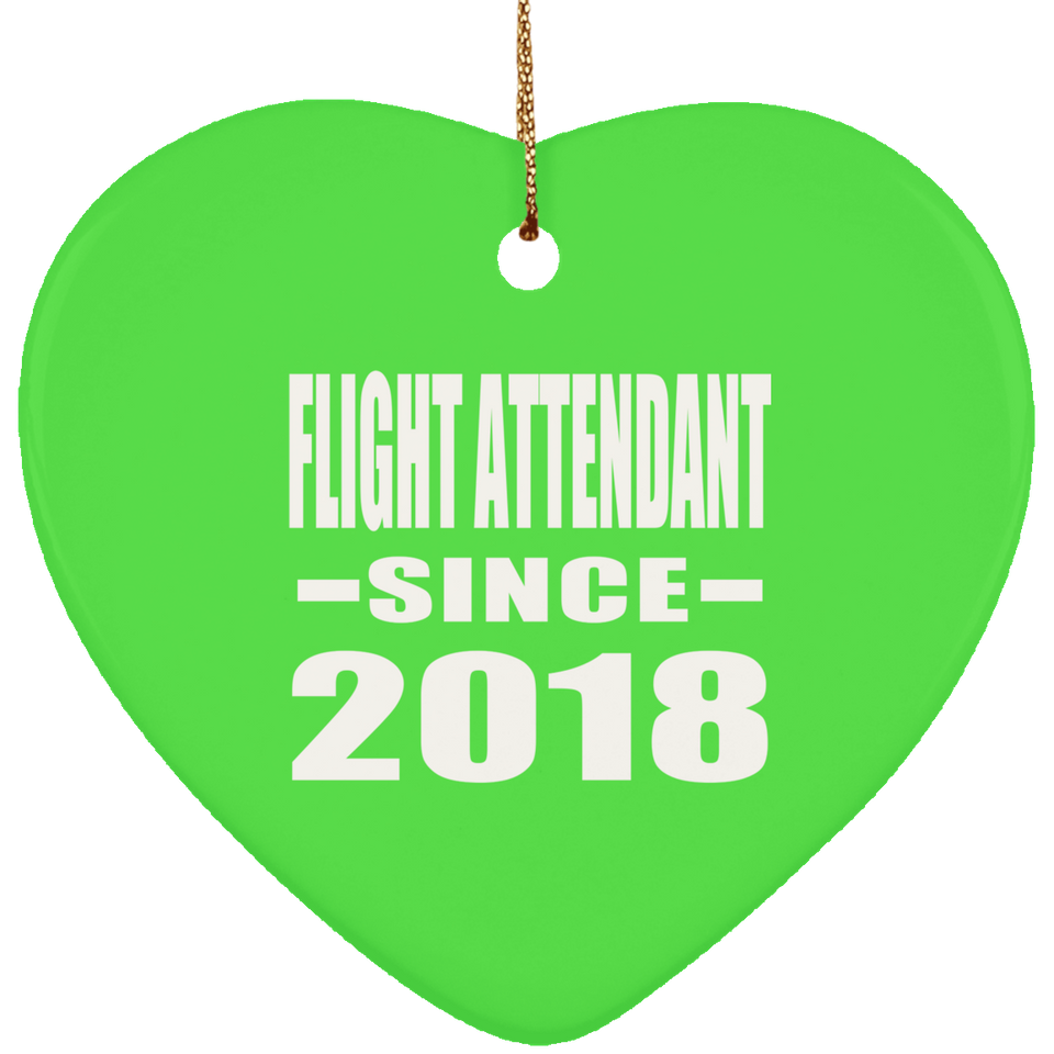 Flight Attendant Since 2018 - Heart Ornament