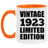 101st Birthday Vintage 1923 Limited Edition - 11oz Accent Mug Orange