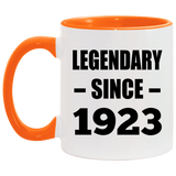 101st Birthday Legendary Since 1923 - 11oz Accent Mug Orange